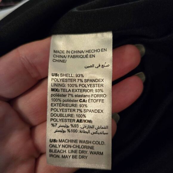 Chico's Black Floral Velvet Dress Ruffle Sleeve size 2 - Picture 7 of 7